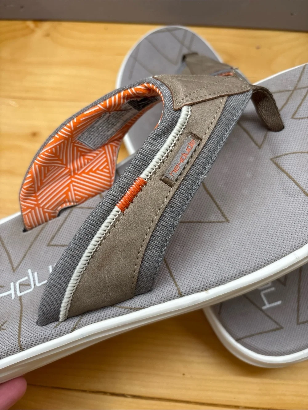 Hey Dude Men's Gray Sandals with Orange Lining
